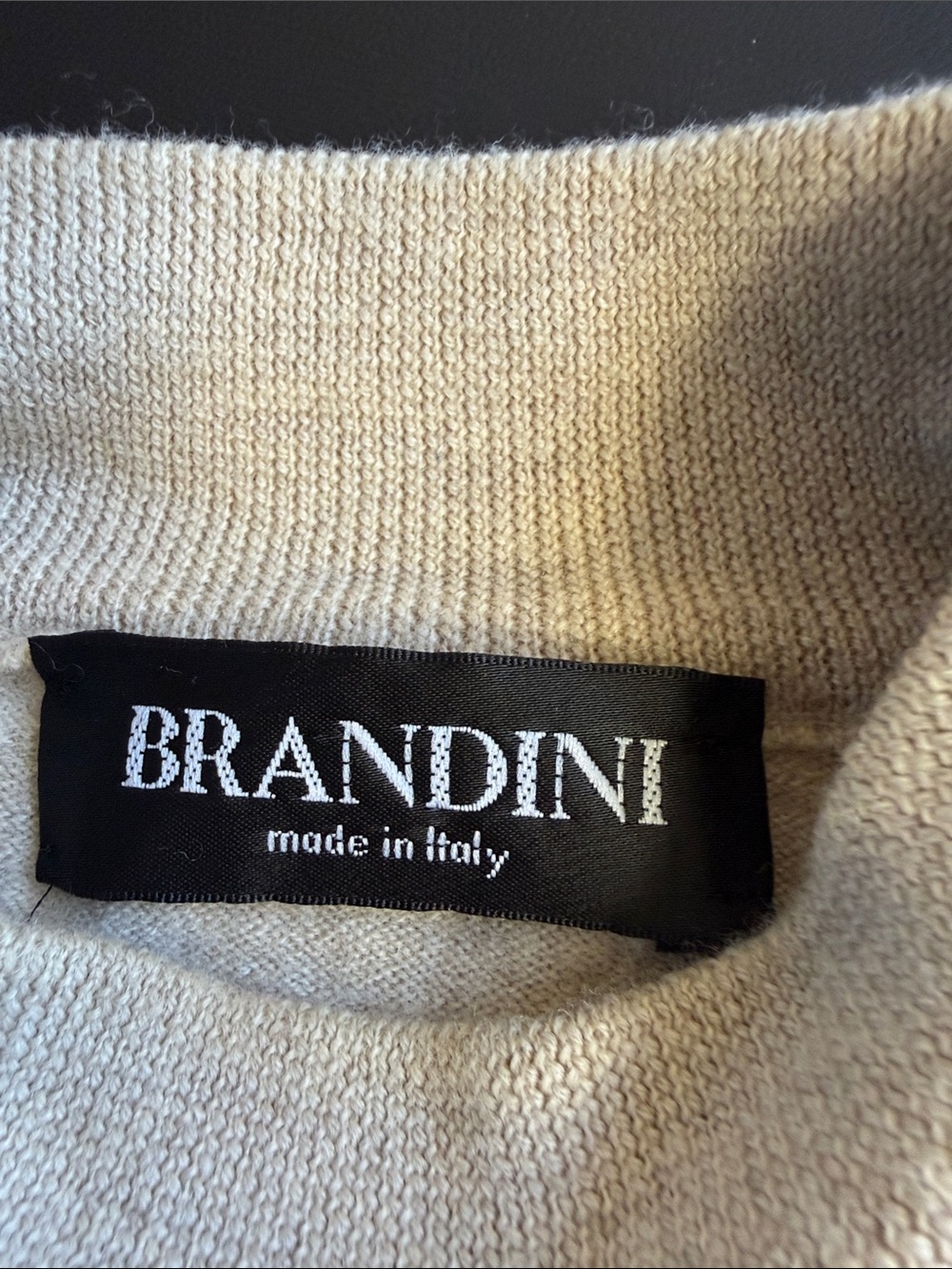 Brandini Made in Italy Cream 100% Wool Mock Neck Sweater Size L - Picture 3 of 7